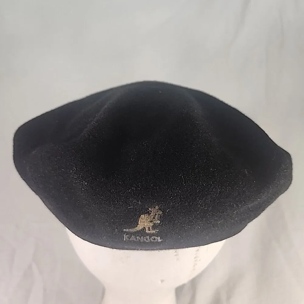 Newsboy Cap Kangol Blue 504 Wool CAO1474 Black RN# 68438 Size XXL Vintage